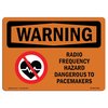 Signmission OSHA WARNING Sign, Radio Frequency Hazard Pacemaker, 14in X 10in Aluminum, 10" W, 14" L, Landscape OS-WS-A-1014-L-12785